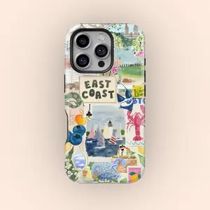 Italian summer patchwork phone case, East Coast phone case, 2-in-1 screen protector and case—durable, double-layer protection against drops, suitable for iPhone 17/16/15/14/13/12/11 Pro Max/Plus/Pro, and Samsung Galaxy S25/S24/S23 Ultra series.