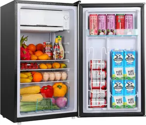 3.2 Cu.Ft Mini Fridge with Freezer, Single Door Compact Refrigerator, Small Fridge with Adjustable Thermostat, Large Capacity, Reversible Door, Mini Refrigerator for Bedrooms, Offices, Dorms