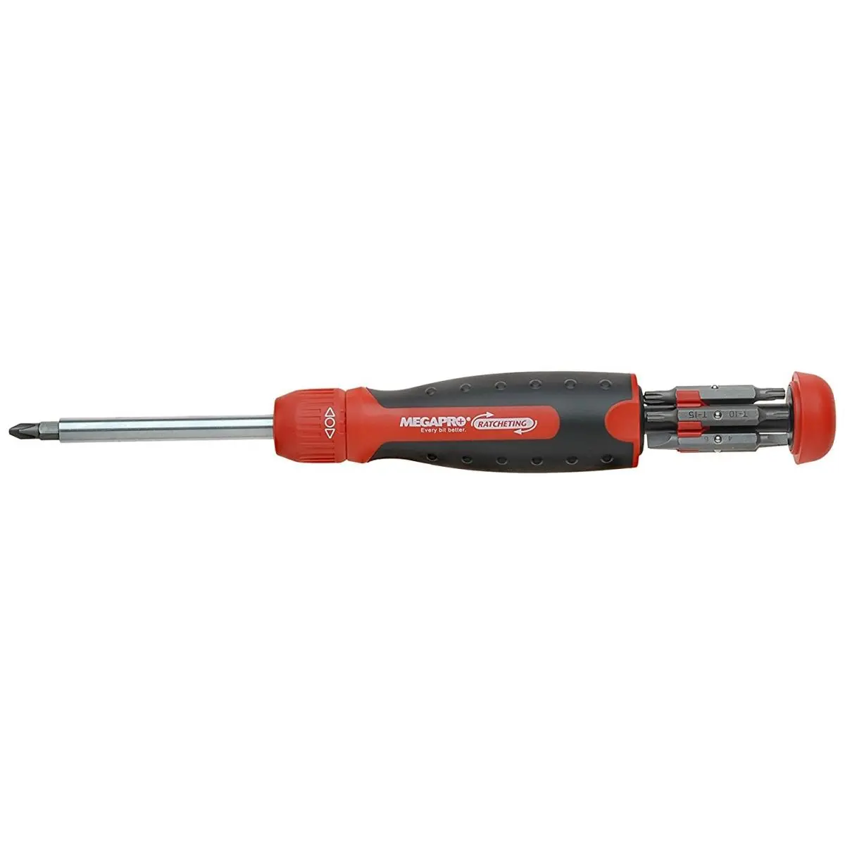 212 MAIN Megapro Marketing USA NC 13-In-1 Ratcheting Driver, Red, Multipurpose Switchable Screwdriver, Precision Ratchet Tool