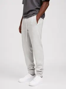 Light Gray Cuffed Men's Casual Joggers Cotton Sweatpants Workout Athletic Pants with Pockets Drawstring Gym Running Pants