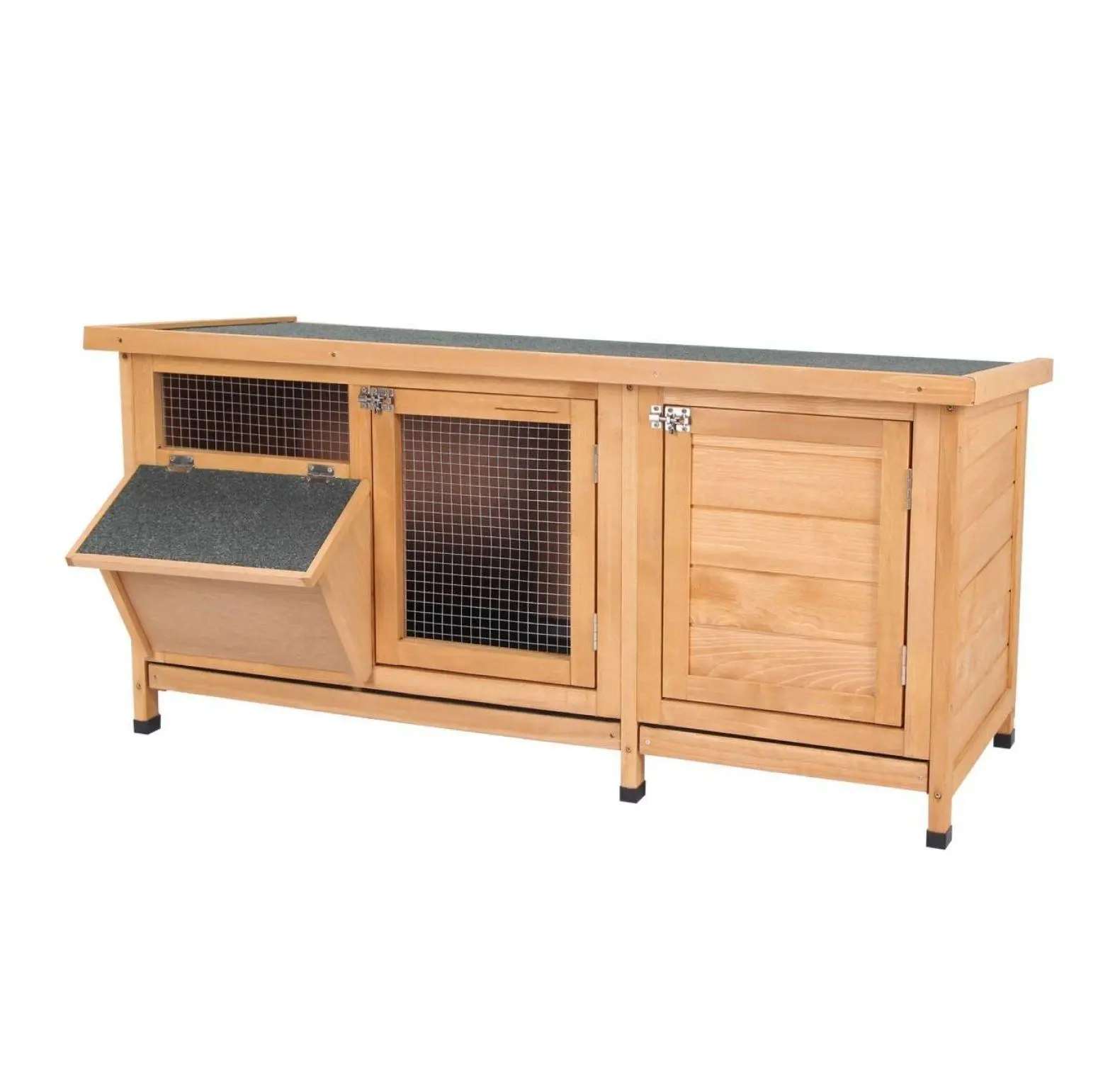 Large Rabbit Hutch, Outdoor Bunny Cage with 2 Areas, Yellow - Small Animal House for Rabbits, Guinea Pigs, & Pets Default Title