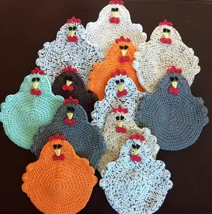 Double Thick Crochet Chicken Potholder, Handmade Chicken Hot Pad, Chicken Trivet, Chicken Kitchen Décor, Funny Chicken, Pot holder, Hot Pad