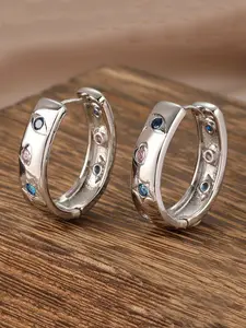 Simple Colorful Zircon Star Pattern Design Zirconia Hoop Earrings, Fashion Jewelry for Party, Daily Clothing Decor, Trendy All-match & Exquisite Jewelry for Gift
