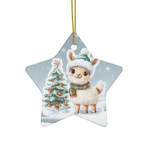 Christmas Tree Llama Ornament, Holiday Tree Decoration, Ceramic Ornament, Festive Ornament Gift, Winter Home Decor, Cute Llama Xmas Decor, Gift Tag