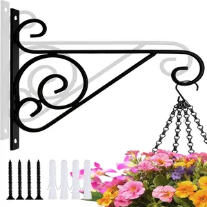 Outdoor Hanging Bracket, 12-inch Rust-Proof Hanging Basket Bracket, Wall Mount Plant Hangers Outdoor Indoor Hanging Plant Hooks for Hanging Baskets Plant Lantern Bird Feeder 2 Pack