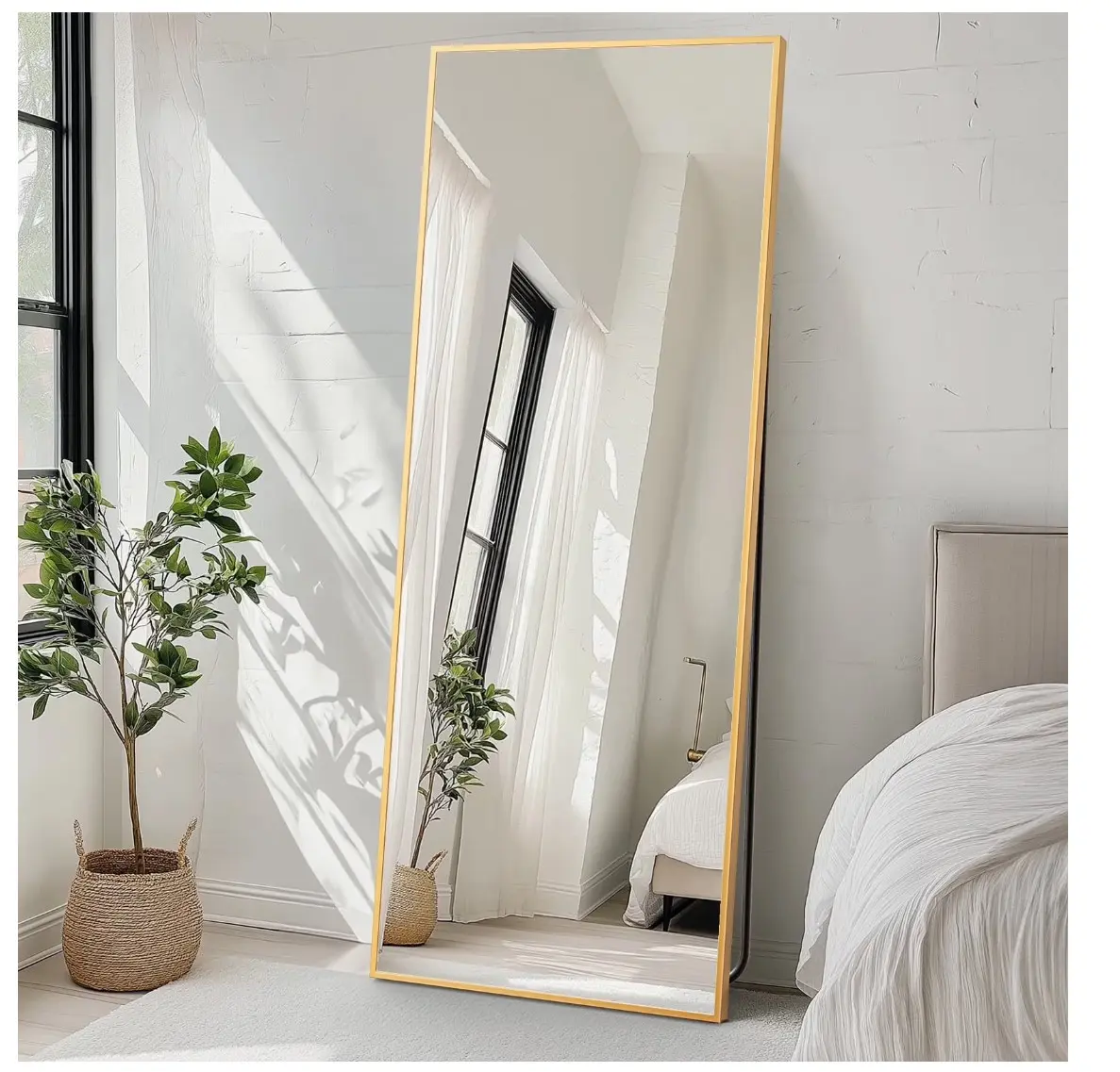 71"x26" Mirror Full Length, Standing Hanging or Leaning Against Wall Floor Mirrors, Gold