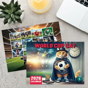 2026 World Cup Cat Football Calendar, Funny Soccer Theme Wall Hanging, Fan Gift, Home Office Sports Decor, 12 Months Schedule