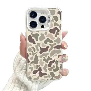Vintage Premium Sitka Camo Polycarbonate Phone Case for iPhone 7-17 Pro Max Plus, Matte Frosted Back, TPU Bumper, Shockproof Protector with Rugged Protection