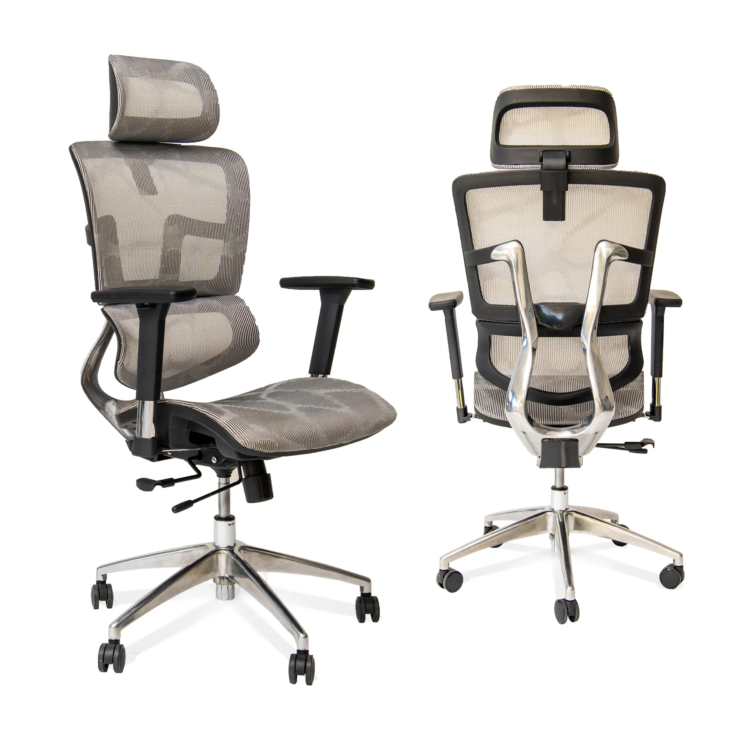 ErgoMax 53" Tall Black Ergonomic Adjustable Office Chair w/ Aluminum Back and Base