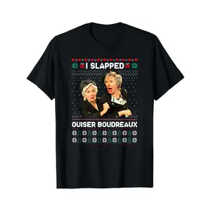 Delivered after Christmas-Christmas Funny Saying I SLAPPED OUISER BOUDREAUX Ugly Sweater Patterns Tee, Idea Gift for Xmas
