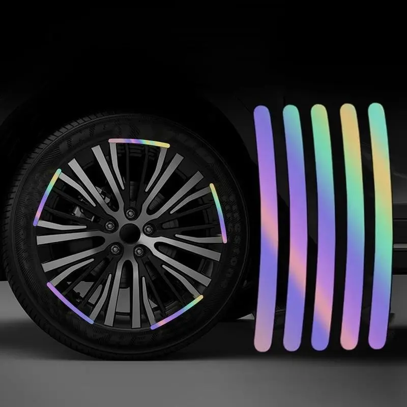 40 pcs Car Wheel Hub Reflective Sticker Night Driving Safety Warning Strip Glow in The Dark Car Wheel Rim Tape Reflective Strip Decal Car Exterior Decoration