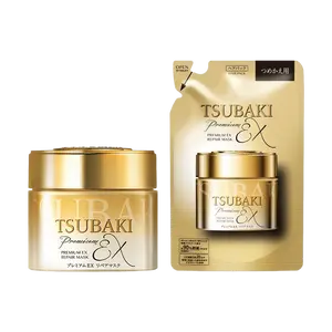 Tsubaki 0-Second Hair Mask Treatment - Golden Repair for Damaged, Dry, Permed, and Colored Hair (Full Size 180g + Refill 150g)