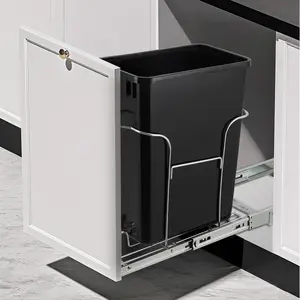 Pull Out Trash Can Under Cabinet Kit with Soft-Close Slides – Heavy Duty Under Sink Trash Can System for Kitchen, Requires Min Cabinet Opening 11"W x 18"D for 30L Trash Can (Garbage Can Not Included)