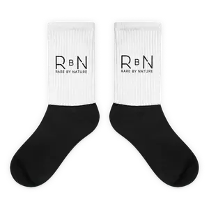 Rare By Nature Socks - Black & White Cotton Spandex Men's Socks with White Label