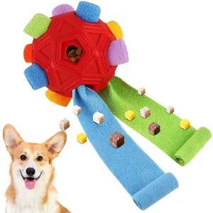 Dog Snuffle Ball-Interactive Puzzle Dog Toys Encourage Natural Foraging Skills Slow Feeder for Training and Stress Relief, Cloth Strip Hiding Food Chew Toys for Any Size Dogs, Machine Washable (Red)