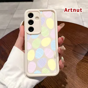 Pastel Easter Eggs Phone Case Compatible with Samsung Galaxy S23 Ultra S24 Plus S25 S22+ Plus Shockproof Full Camera Protection Durable slim Silicone Cover
