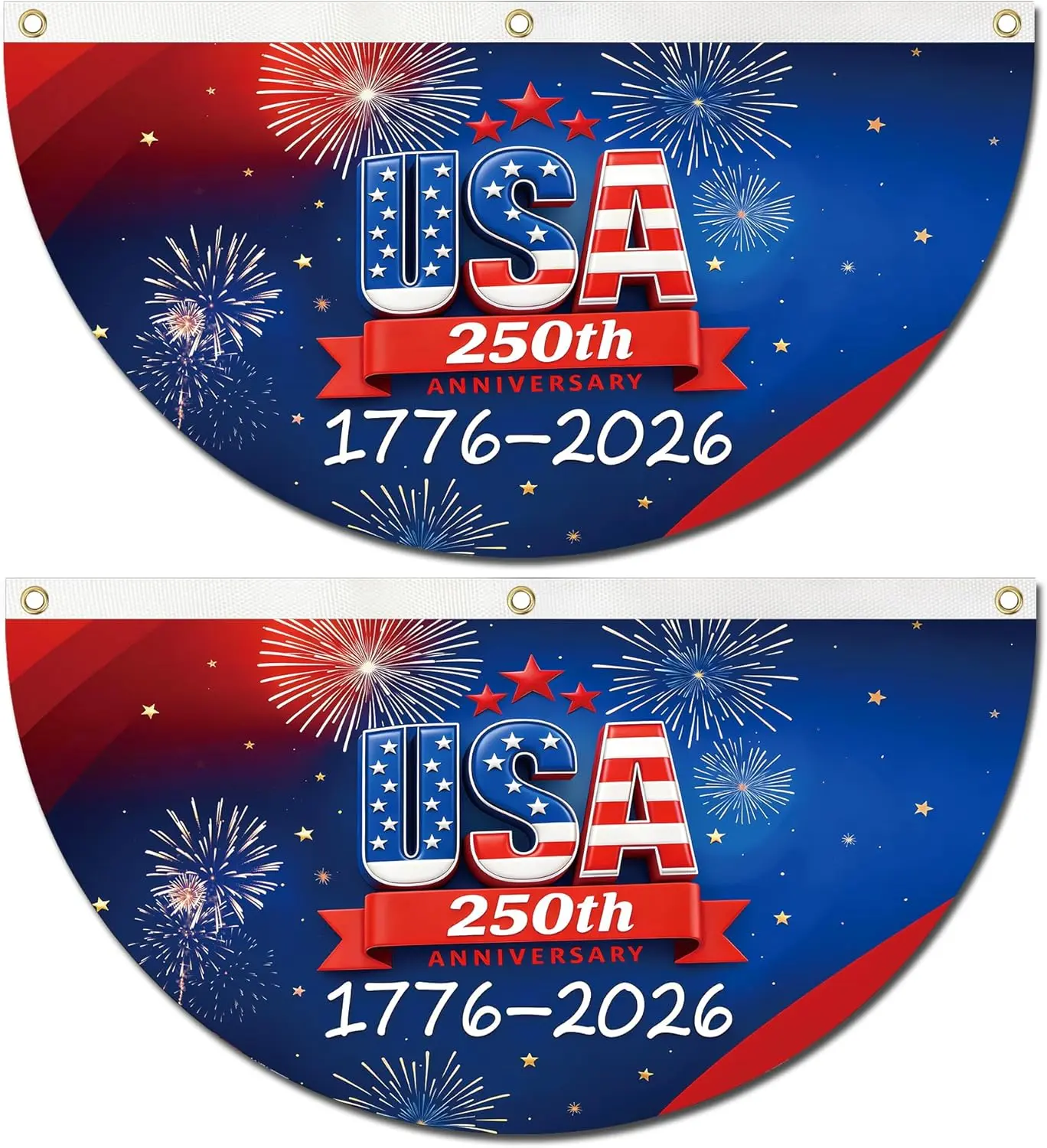 Anniversary Fan Flags 5x3 Ft - Decorative Half Moon Bunting Flags for Indoor Outdoor Home Garden Yard Party Festival Decoration