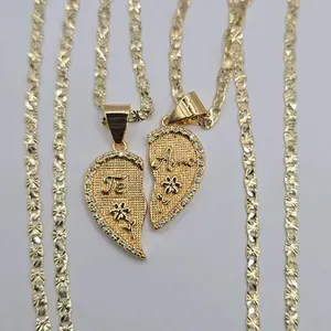 TE AMO breakable necklaces regular style 24"inches set gold-plated 2 chains included clear stone's