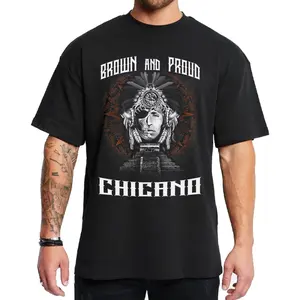 Brown and proud Chicano Clothing Mexican Clothes Lowrider Clothes Oversized Graphic Tee Medium Heavy Sweatshirt Hoodie for Men & Women Unisex Fit
