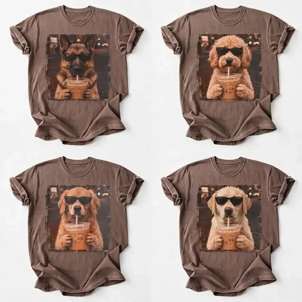 Custom Dog Breed Coffee Shirt - Personalized Pet Lover T-Shirt - Unisex Comfort Tee Gift for Dog Moms & Dads