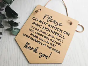 Please Do Not Knock or Ring Doorbell Hanging Door Sign