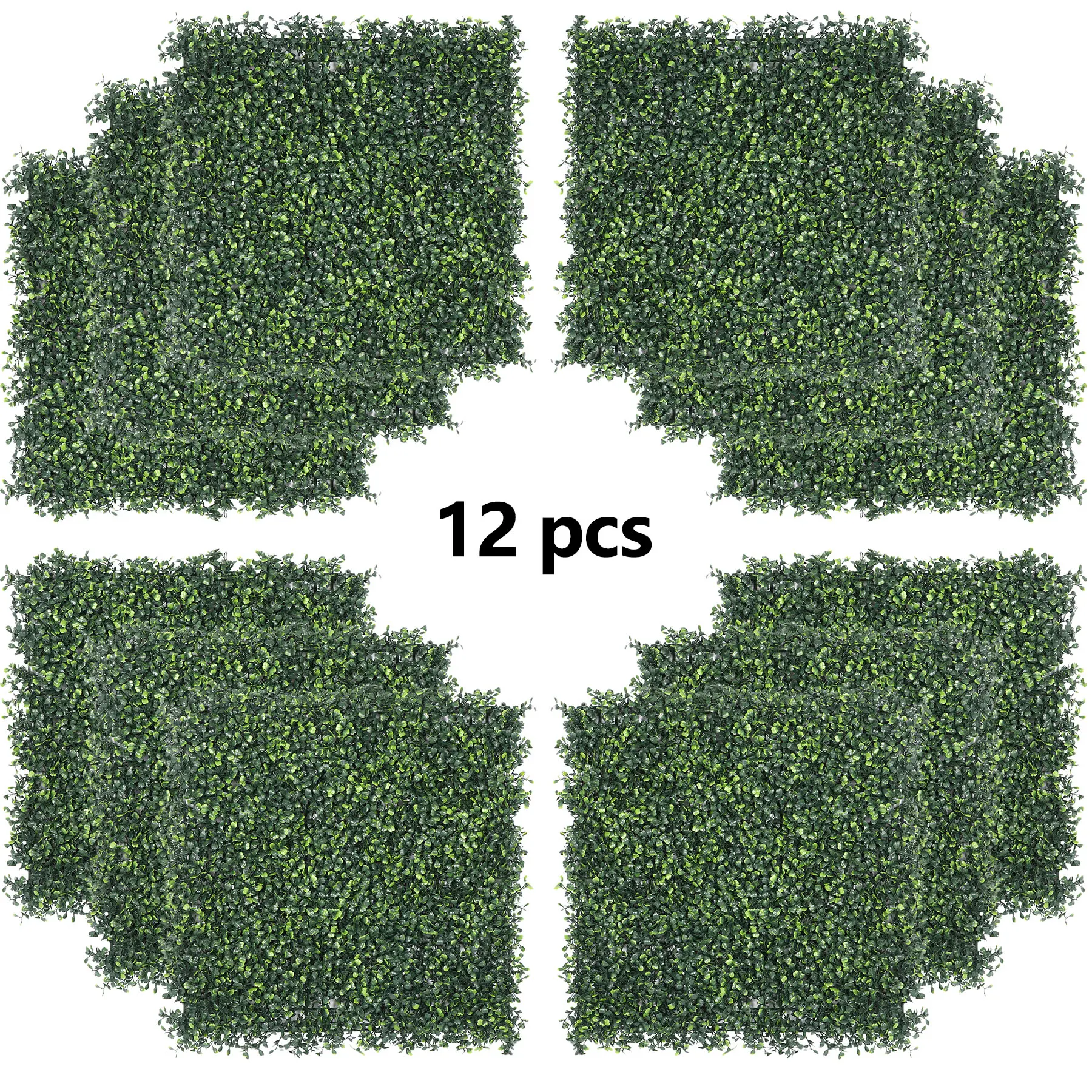 ZENY 12-Piece Decorative Polyethylene Artificial Boxwood Panels, 19x19in Eco-Friendly Weatherproof Privacy Screen Hedge Fence, Dual-Use Indoor/Outdoor Home & Garden Supplies