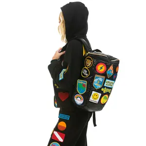 VINTAGE PATCH PUFFER BACKPACK - BLACK GLOSSY VINTAGE PATCH PUFFER BACKPACK - BLACK GLOSSY