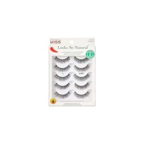 Kiss Looks So Natural, False Eyelashes, 'Shy', 12mm, Includes 5 Pairs Of Lashes, Easy to Apply, Reusable Lash Clusters