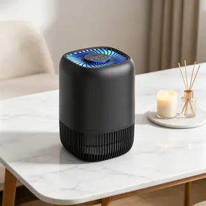 H13 HEPA Filter Air Purifier, Quiet Air Cleaner Covers Up to 1076 Sq Ft, 3 Speed Modes, Timer & Aroma Function, 360° Air Intake, Compact Odor Eliminator for Pets, Pollen, Smoke, Ideal for Home Bedroom Office, Black