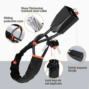 Steering Wheel Lock Car Theft Prevention Universal Fit Anti-Theft Black Steel Cable Lock with 2 Spare Keys for Family & Commercial Vehicles