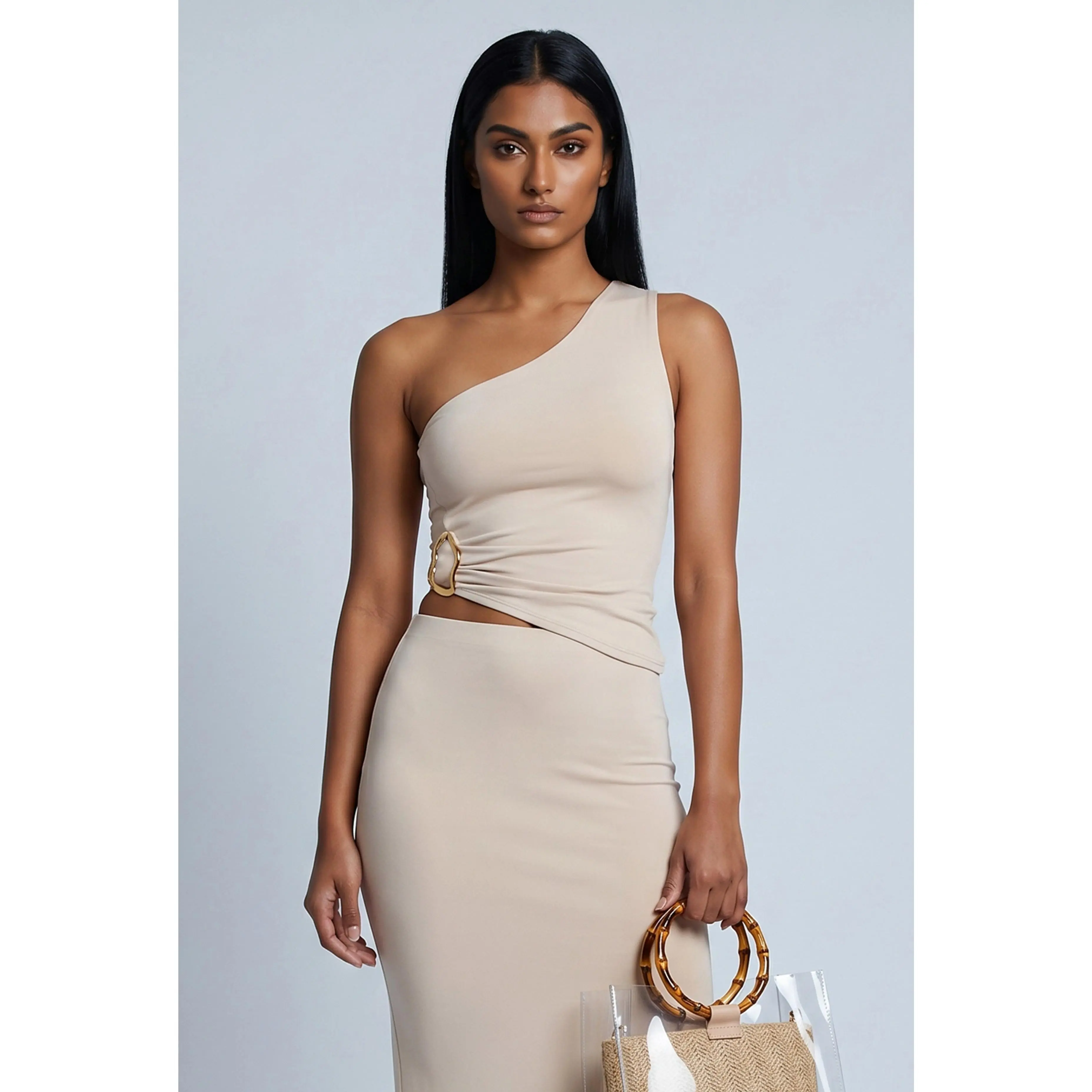 Jocelyn Metallic Detail Asymmetrical Top