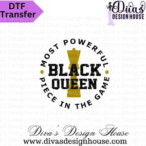 Black Queen Ready to Press DTF Transfers Top Womenswear