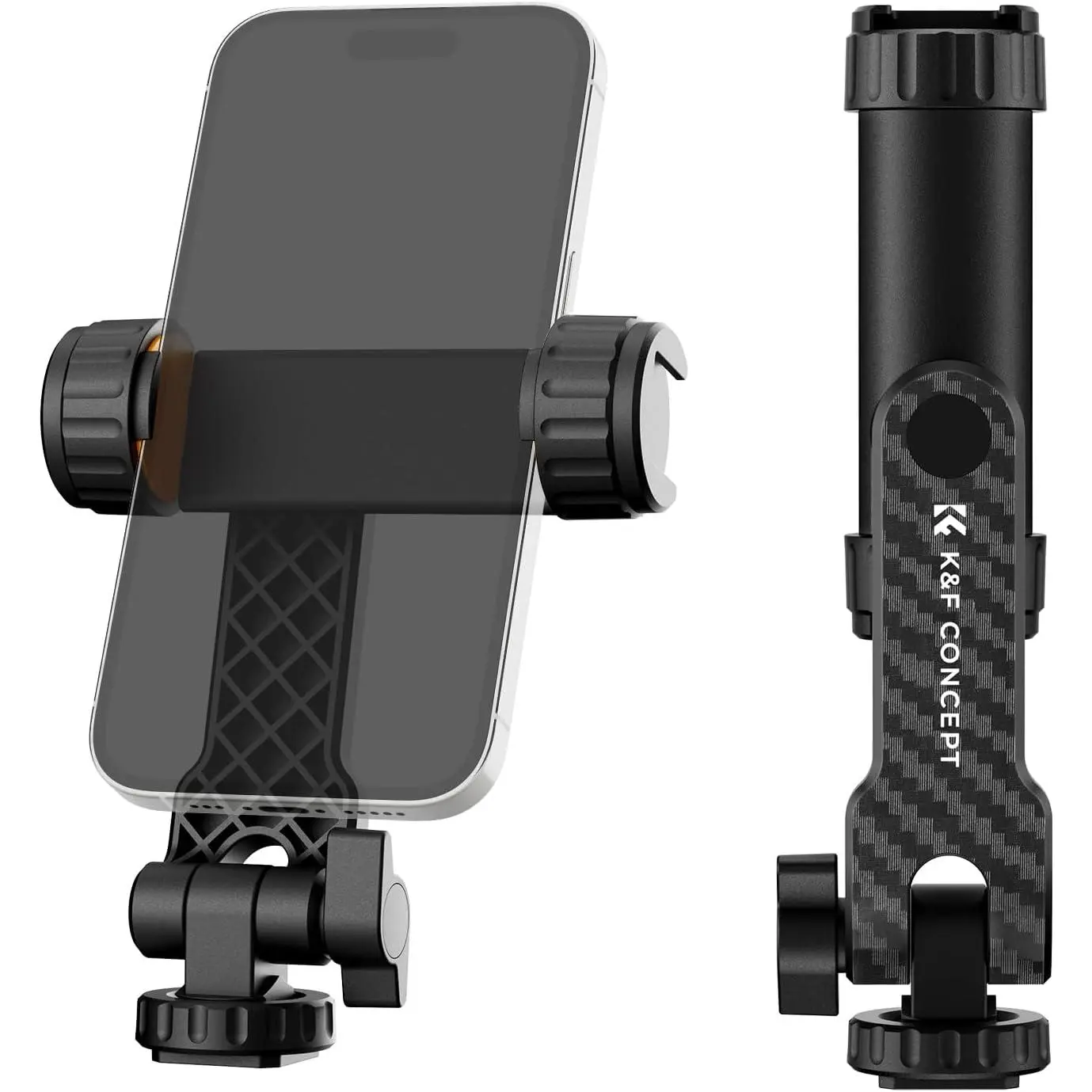 K&F CONCEPT Universal Camera & Smartphone Tripod Mount Adapter - 2 Cold Shoes, Adjustable Angles Silicone Holder, Threaded Base, Universal Fit for Horizontal/Vertical Shooting, Compatible with Phones/Pads, Camera Accessories