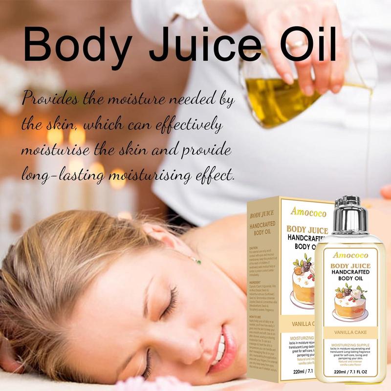 Handcrafted Body Juice Oil - Moisturizing & Nourishing - Anti-Cracking & Dryness - Daily Body Care Moisturizer with 5-Fragrance - Essence Oil moisturising moisturiser perfumed lotion Honey Almond Milk Body Oil Moisture Hydrating peach Cosmetic   body  oil
