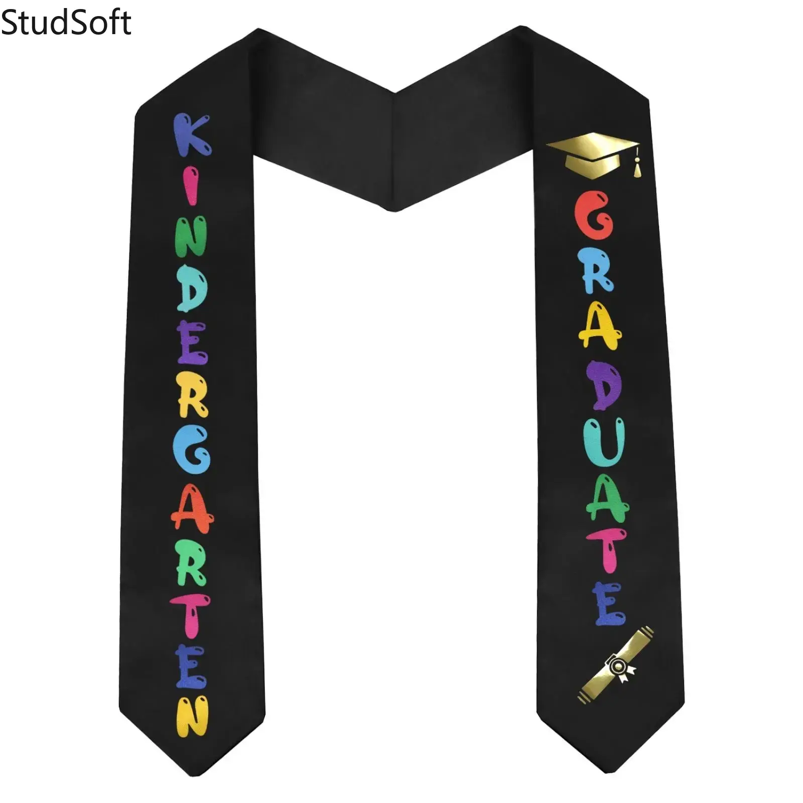 Kids Kindergarten Graduation Sash, 57in Unisex Cute Colorful Printed Grad Stole, Preschool Graduate Decor for Boys & Girls