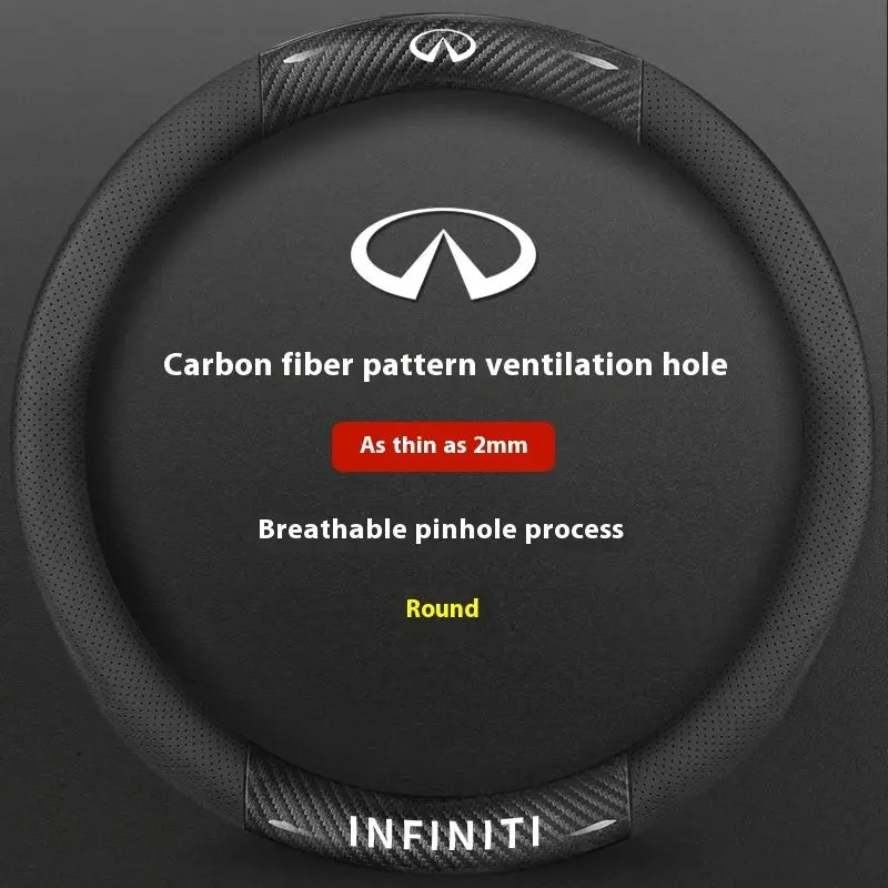 Infiniti Q50 Q60S Q70 QX30 QX50 QX55 QX56 QX60 QX70 QX8 JX35 EX25 FX35 G37 M35 ESQ Car Carbon Fiber Leather Steering Wheel Cover