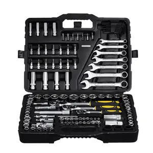 VEVOR 121-Piece Mechanics Tool Set - 1/4" 3/8" 1/2" Drive Sockets - SAE and Metric Mechanic Tool Kit with Bits - Ratchet Handle,  Wrenches, Accessories, and Plastic Storage Case for Automotive Repair