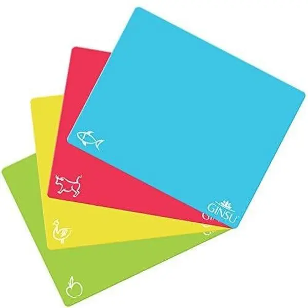 Ginsu Extra Thick 1.2mm Cutting Boards – Set of 4, BPA-Free, Dishwasher Safe & Slip-Resistant Waffle Back