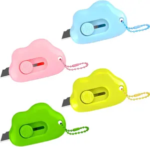 6 Pack - with Key Rings,Safe Auto-Retract Design,Mini Paper Cutter for Box,Packages,Mail,Envelopes,Portable Keychain Letter Opener for Home,Office,Travel (4 Color)