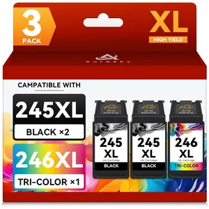 245XL 246XL Compatible Ink  for  245 and 246 XL PG-245XL CL-246XL for PIXMA TR4520 TS302 MG2525 TR4527 TS3322 MG3022 MX490 TS202 Cannon Printer Ink Cartridges (2 Black, 1 Color)