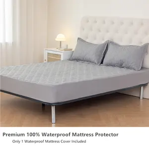 Premium 100% Waterproof Mattress Protector Twin Full Queen King Size with 2''-12'' Deep Pockets Comfortable Fabric Mattress Cover Bed Pad Smooth Ultra-Soft Breathable Noiseless Washable
