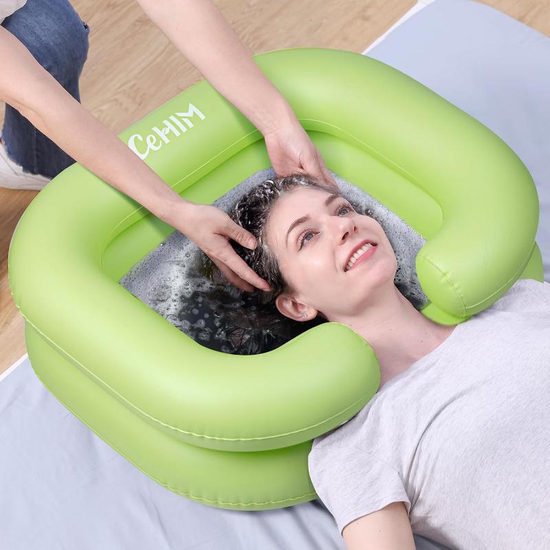 Inflatable Shampoo Basin - Portable Shampoo Bowl, Hair Washing Basin for Bedridden, Disabled,Injured, Hair Wash Tub for Dreadlocks and at Home Sink Washing (Silver)