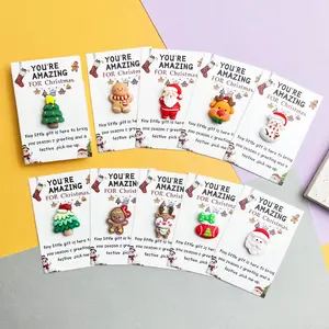 Set of 5/10  inspirational Pocket Favors -Employee Encouragement Gifts Bulk for Coworkers with Animal Christmas ornaments Cards Quality Silicone Reindeer Gingerbread man Christmas tree Christmas stocking Father Christmas FavorsDurable Card