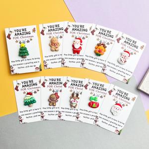 Set of 5/10  inspirational Pocket Favors -Employee Encouragement Gifts Bulk for Coworkers with Animal Christmas ornaments Cards Quality Silicone Reindeer Gingerbread man Christmas tree Christmas stocking Father Christmas FavorsDurable Card