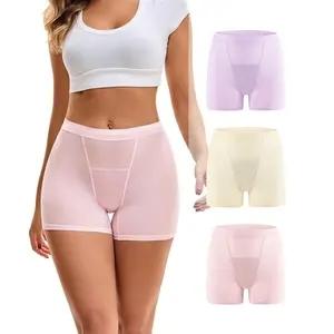 Period Boxer for Women High Waisted Leak Proof Postpartum Menstrual Mesh BoyShorts Panties Underwear 3-Pack Breathable Quick-Drying Fabric Enhanced Coverage Comfortable Fit