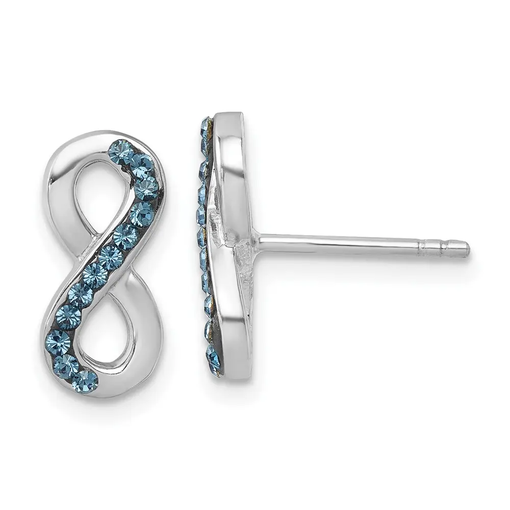 925 Sterling Silver Infinity Stud Earrings Blue Crystal Something Blue Gift for Women