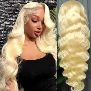 Tuneful 613 Blonde Body Wave Wig 13x6 Lace Front Wig P4/27 Ombre Pre Plucked Lace Frontal Human Hair Wig 99J HD Transparent Lace Front Wig For Black Women Colored Hair Wigs