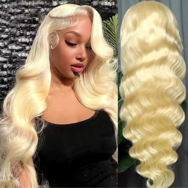 Tuneful 613 Blonde Body Wave Wig 13x6 Lace Front Wig P4/27 Ombre Pre Plucked Lace Frontal Human Hair Wig 99J HD Transparent Lace Front Wig For Black Women Colored Hair Wigs