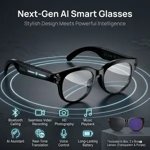 Smart AI Glasses with 8MP HD POV Camera - Button Touch Adjustment, Hands-Free Photography, Real-Time Multi-Language Translation, Bluetooth Wireless Recording, Portable Wearable for Men - Ideal for Vlog, Travel, Father's Day Gift,, Smart Glasses