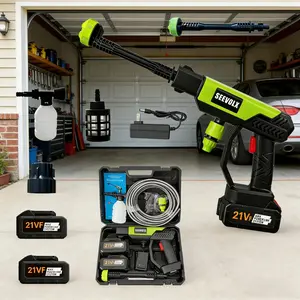 Cordless High Pressure Spray Gun 1000 PSI, SEEVOLX 21VF Battery Operated Water Gun, 6-in-1 Multi-Mode Nozzle Portable Pressure Washer for Car Driveway Garden Cleaning